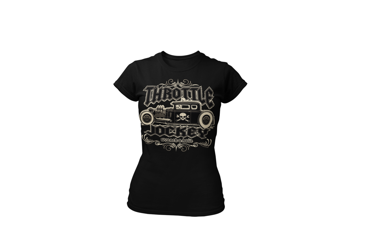 THROTTLE JOCKEY "Wrench a holic" T-SHIRT WOMAN by Ger "Dutch Courage" Peters artwork
