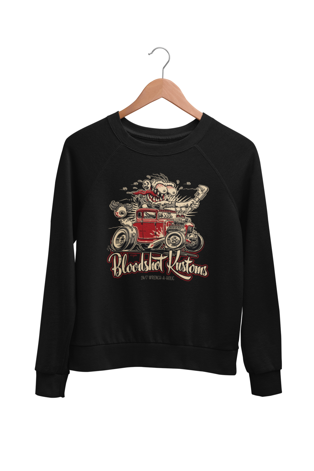 BLOODSHOT KUSTOMS "Monkey Wrench" SWEATSHIRT UNISEX by BY Ger "Dutch Courage" Peters artwork