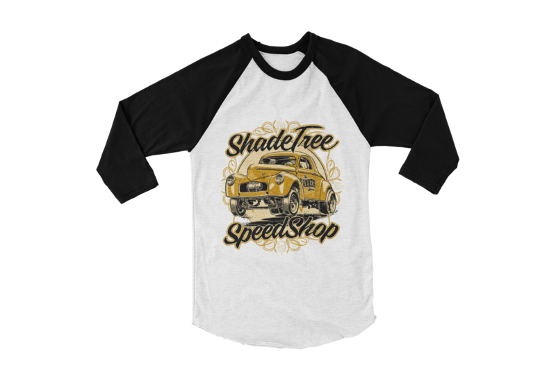 SHADE TREE SPEED SHOP "Willys" BASEBALL LONG SLEEVE UNISEX BY Ger "Dutch Courage" Peters artwork