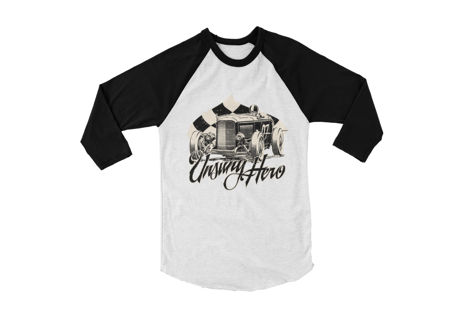 UNSUNG HERO &quot;Roadster&quot;  LONG SLEEVE BASEBALL UNISEX BY Ger &quot;Dutch Courage&quot; Peters artwork