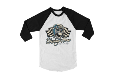 UNSUNG HERO &quot;Skull&quot;  LONG SLEEVE BASEBALL UNISEX BY Ger &quot;Dutch Courage&quot; Peters artwork