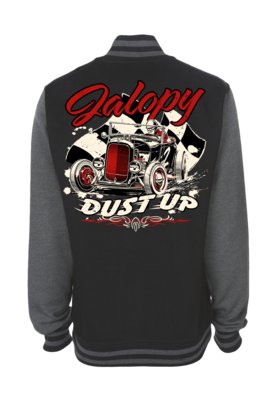 JALOPY DUST UP VARSITY JACKET UNISEX by Ger &quot;Dutch Courage&quot; Peters artwork