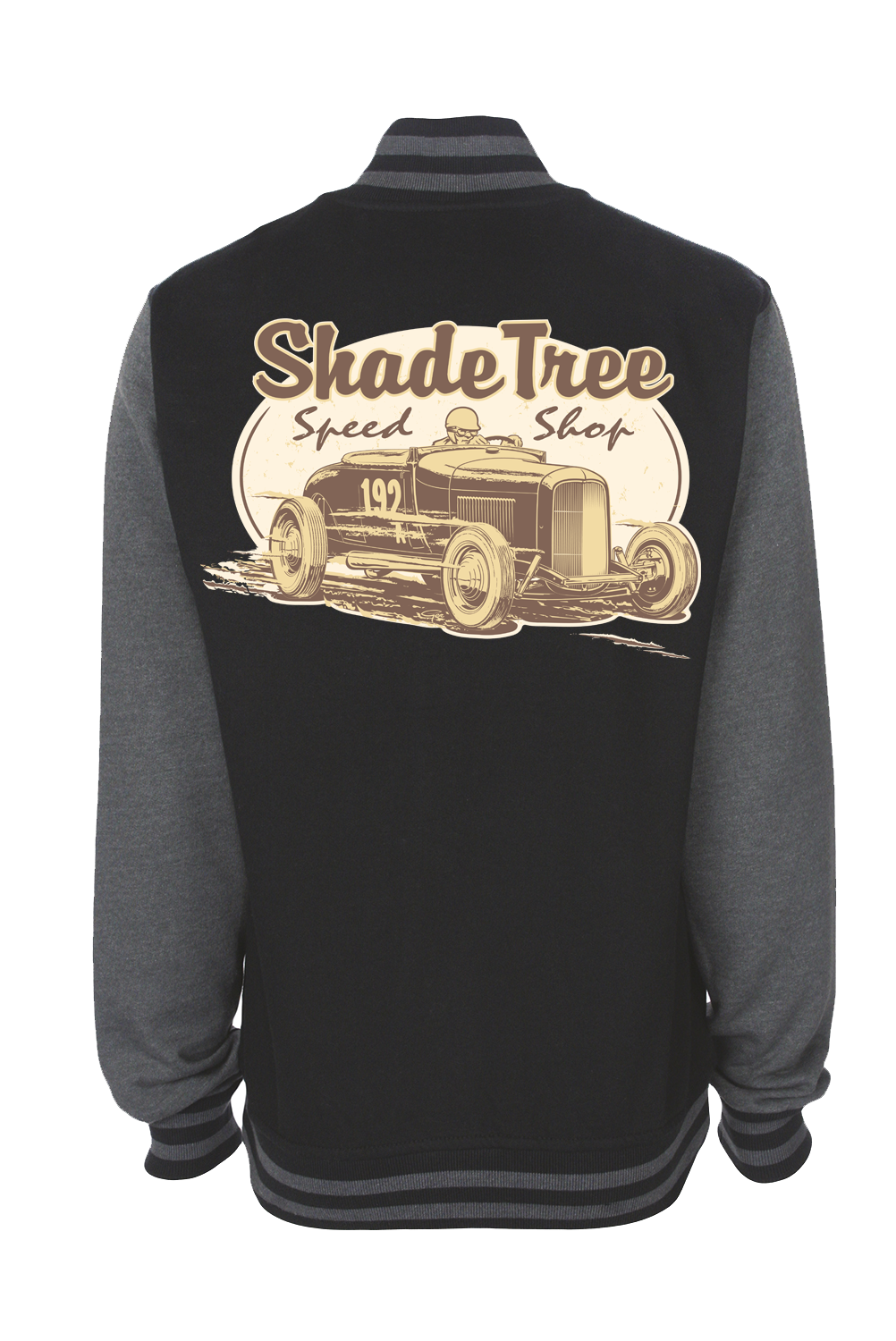 SHADE TREE SPEED SHOP "El Mirage" VARSITY JACKET UNISEX by Ger "Dutch Courage" Peters artwork