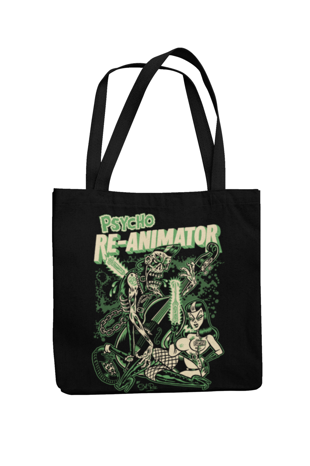 KILLER ZOMBIE GIRL Cotton Bag  logo design SOL RAC, Colour: Black