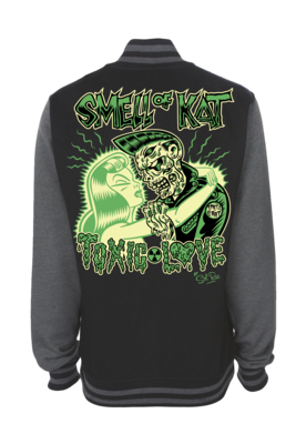 SMELL OF KAT VARSITY JACKET UNISEX  by SOLRAC