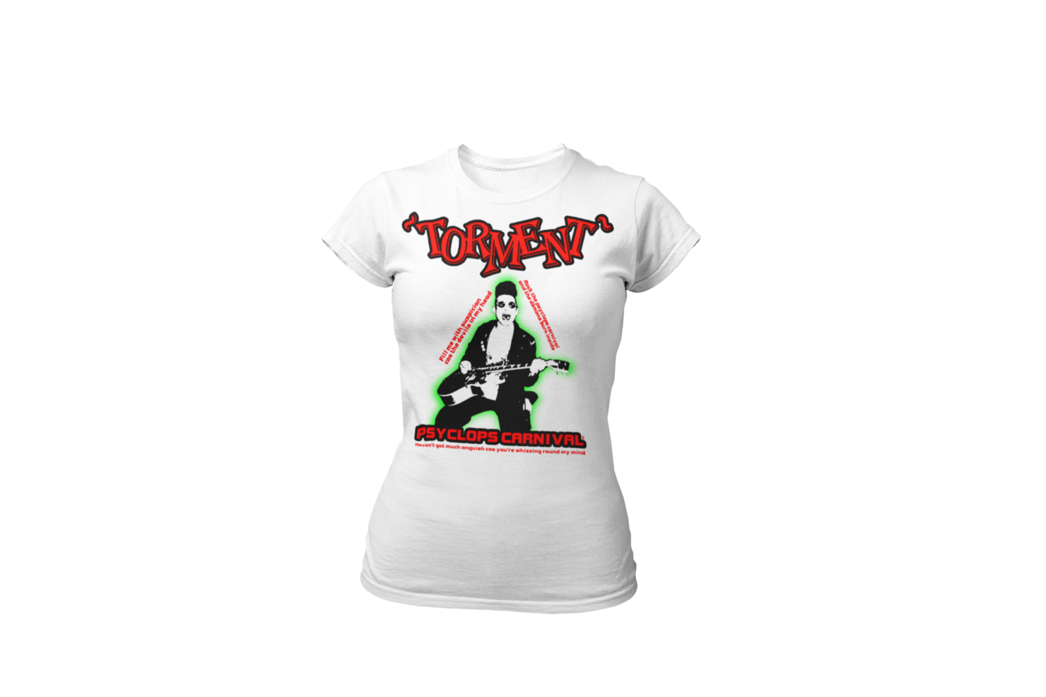 TORMENT &quot;Psyclops Carnival&quot; tshirt for WOMEN, Colour: WHITE, Size: Large
