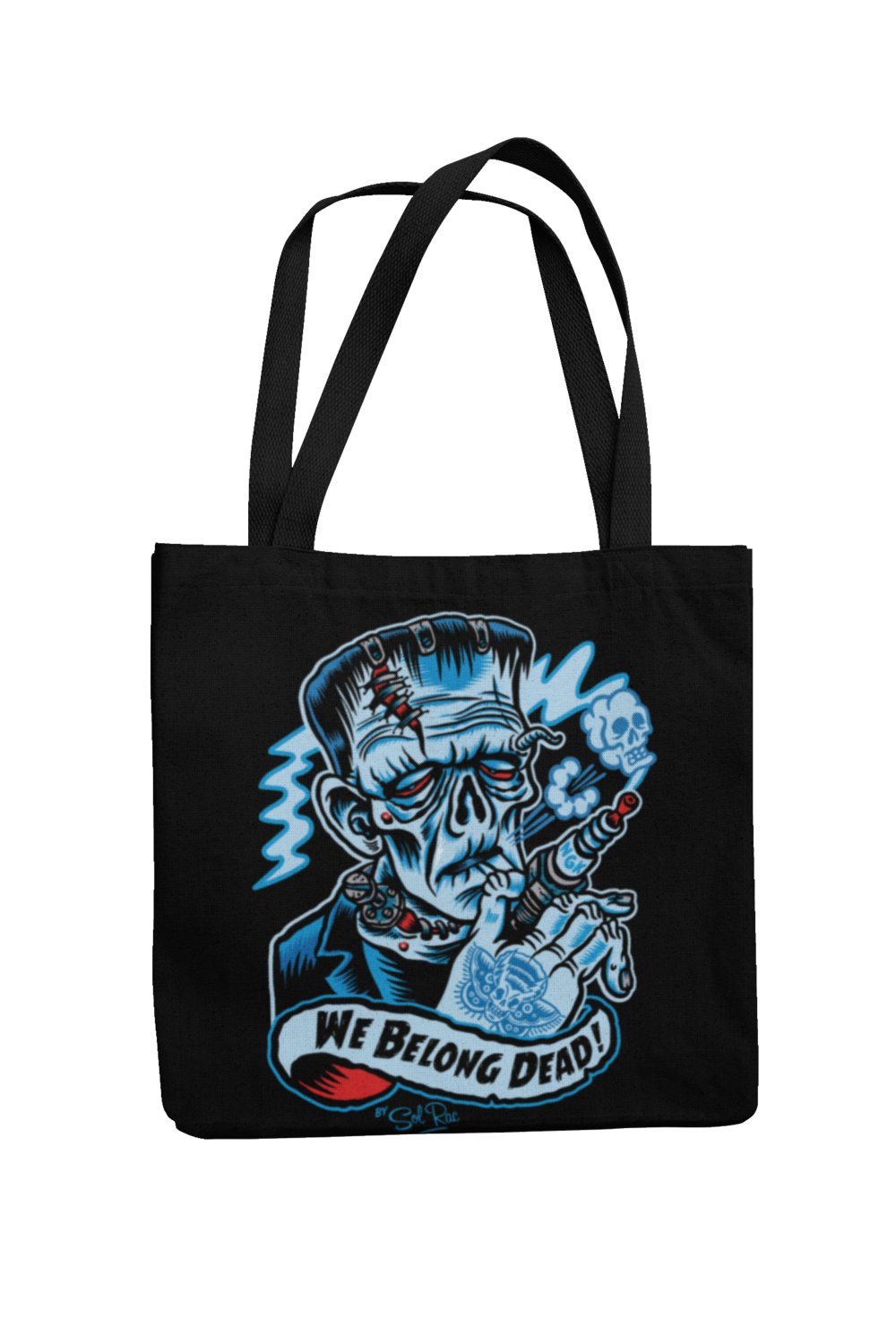 WE BELONG DEAD Cotton Bag  logo design SOL RAC, Colour: Black