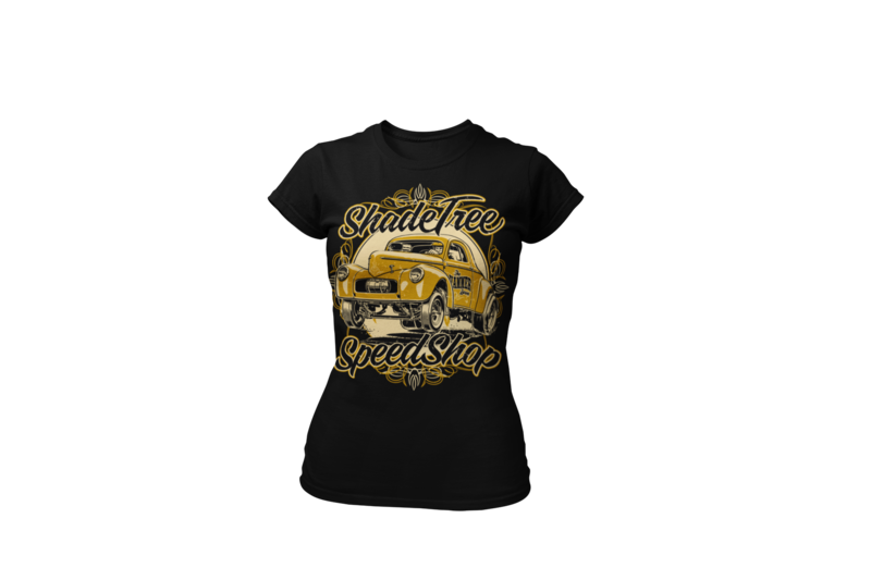 SHADE TREE SPEED SHOP "Willys" T-SHIRT WOMAN by Ger "Dutch Courage" Peters artwork