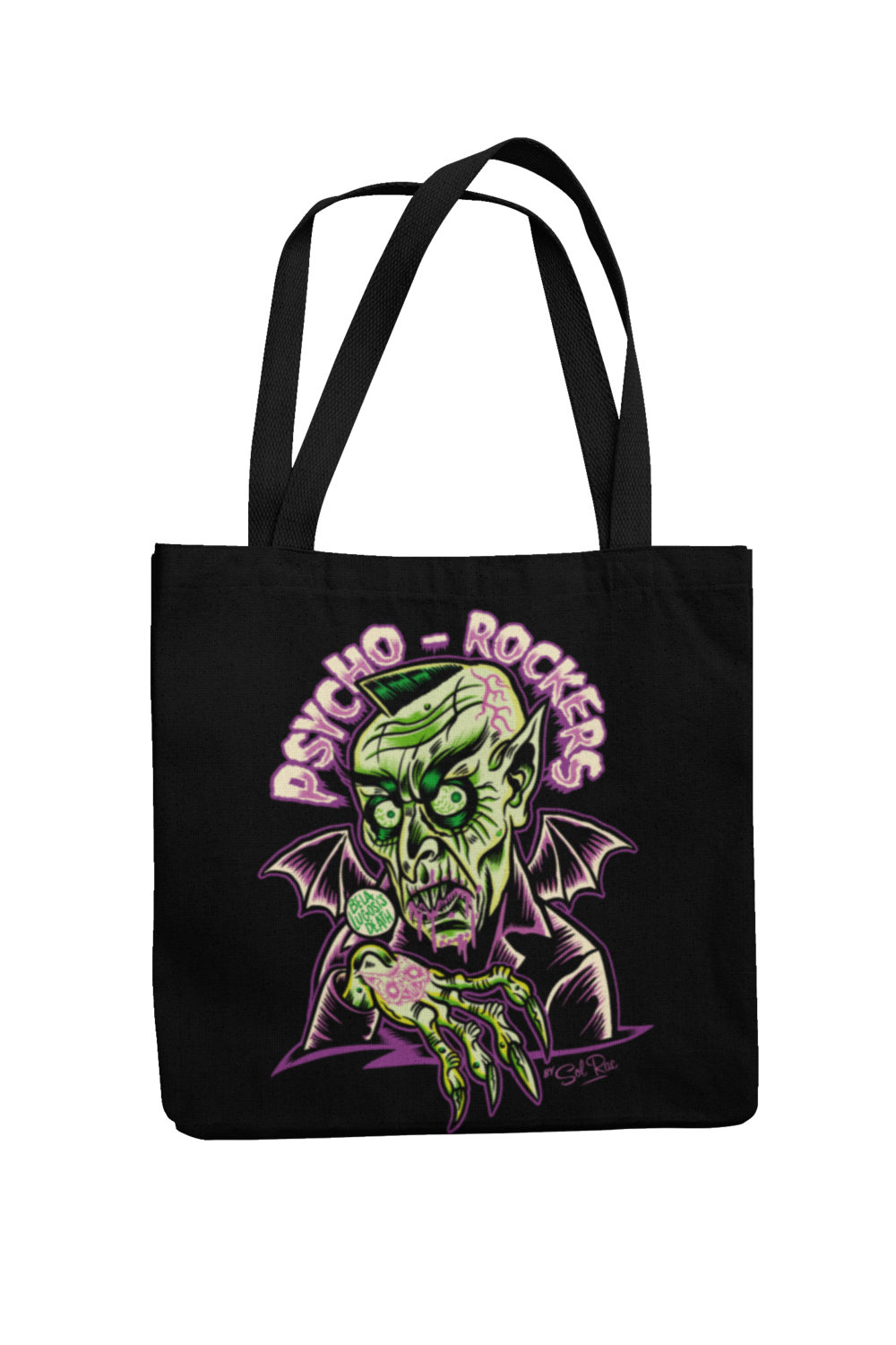 PSYCHO - ROCKERS Cotton Bag  logo design SOL RAC, Colour: Black