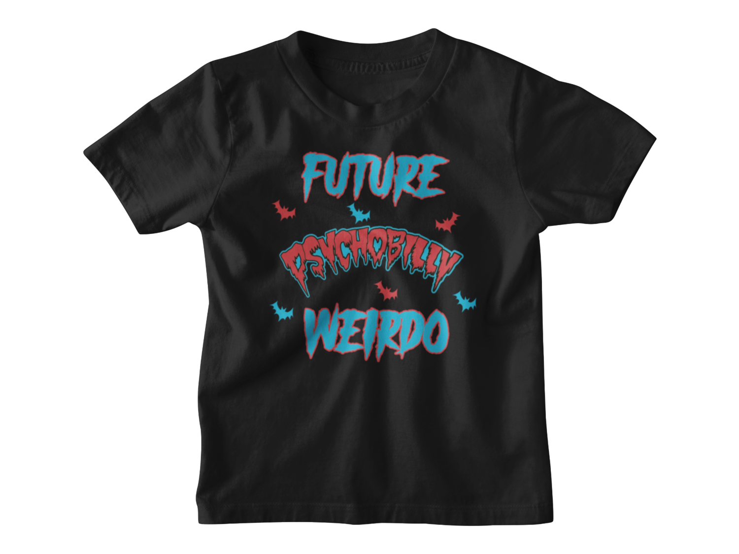 FUTURE PSYCHOBILLY WEIRDO T-SHIRT KIDS, Colour: Black, Size: 3/4 years