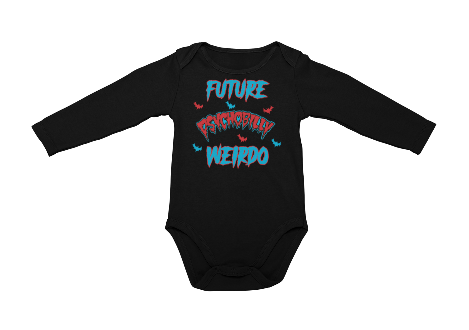 FUTURE PSYCHOBILLY WEIRDO BABY ONIESE, Colour: Black, Size: 6 Months