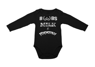 BOOBS MILK &amp; PSYCHOBILLY BABY ONIESE