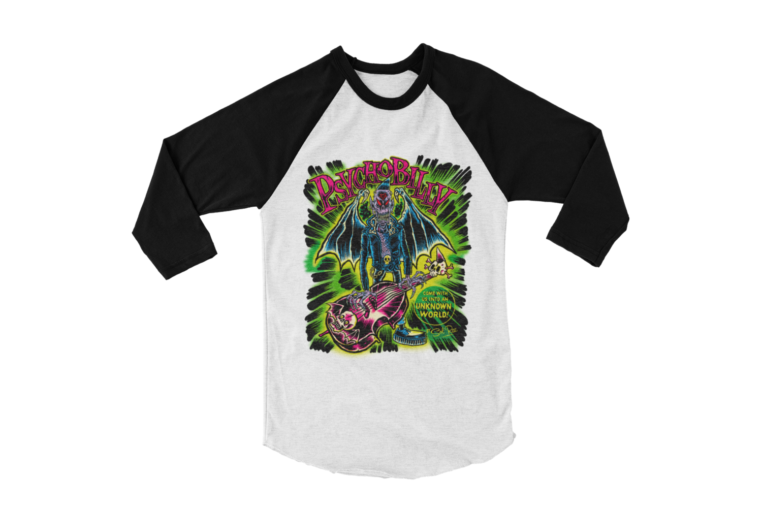 PSYCHOBILLY UNKNOWN WORLD BASEBALL LONG SLEEVE By SOL RAC