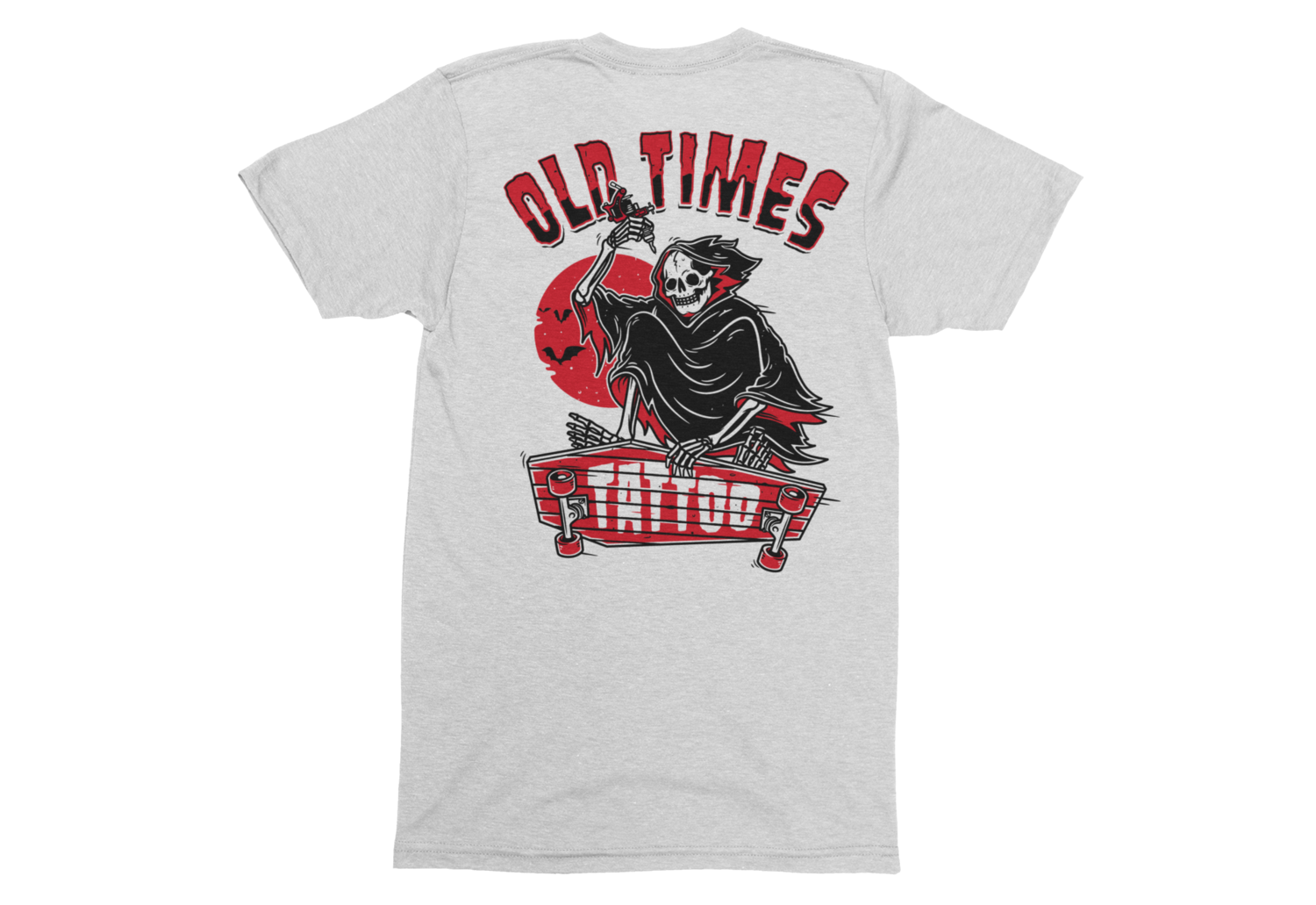 OLD TIMES TATTOO &quot;Skate logo&quot; tshirt for MEN, Colour: WHITE, Size: Large
