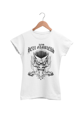 Los HELL GAMBLERS &quot;White demon logo&quot; T-SHIRT WOMEN