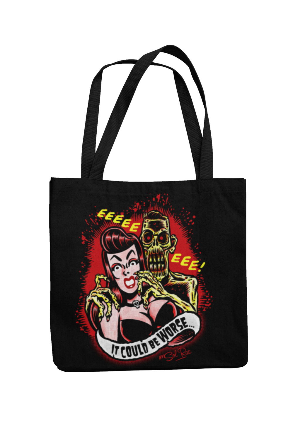 IT WILL BE WORSE Cotton Bag  logo design SOL RAC, Colour: Black