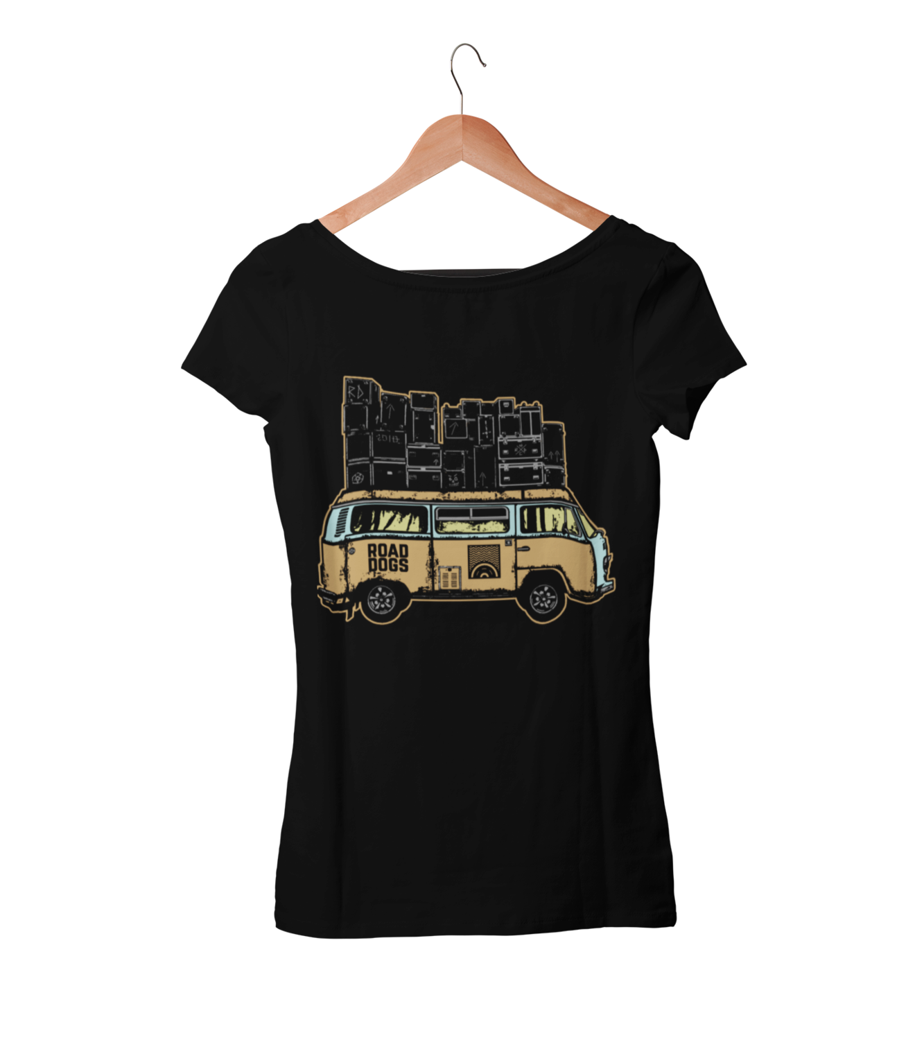 ROAD DOGS &quot;Van color logo&quot; tshirt for WOMEN, Colour: BLACK, Size: Large