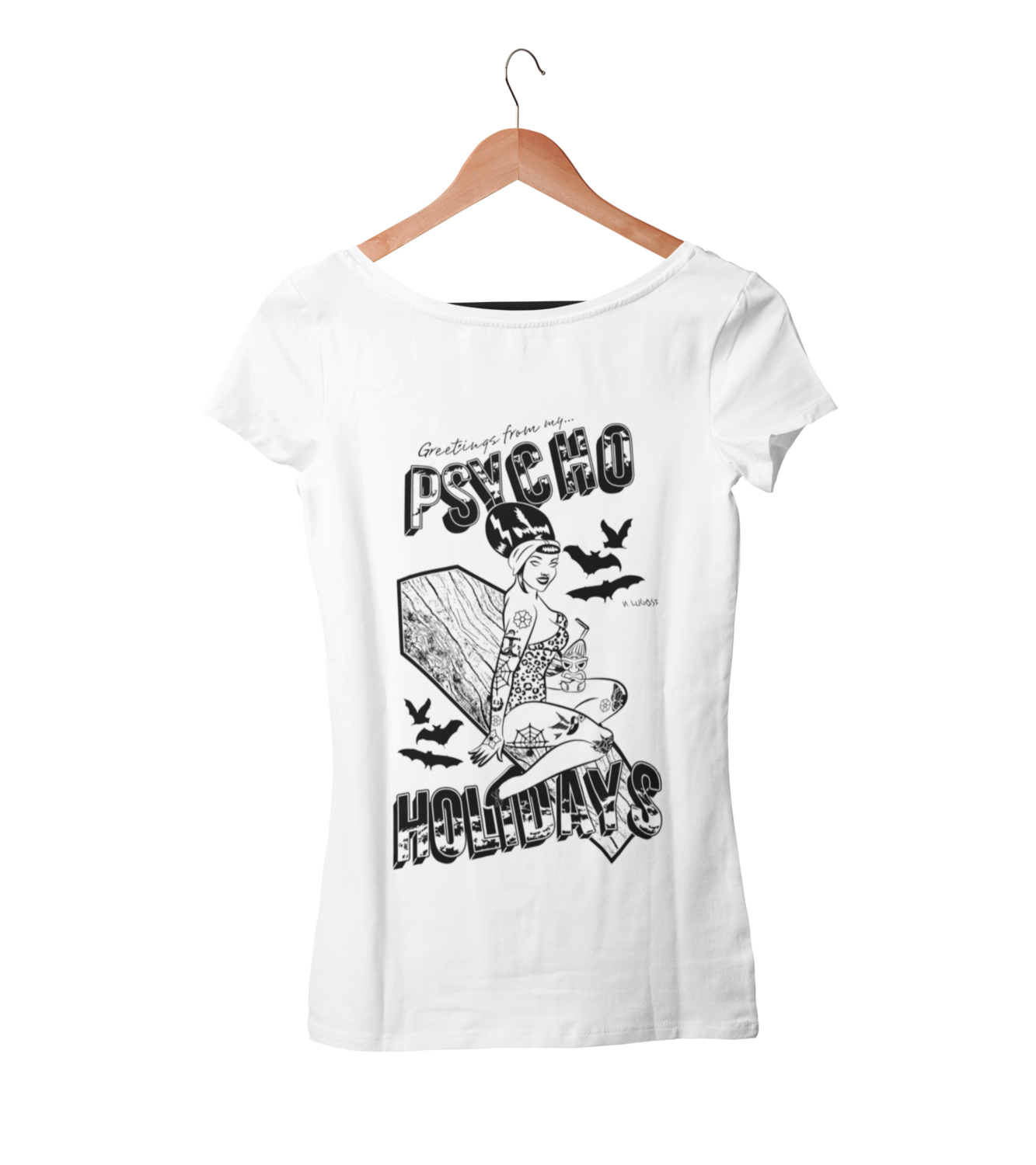 PSYCHO HOLLIDAYS by MISS MOONAGE tshirt for WOMEN, Colour: WHITE, Size: Large