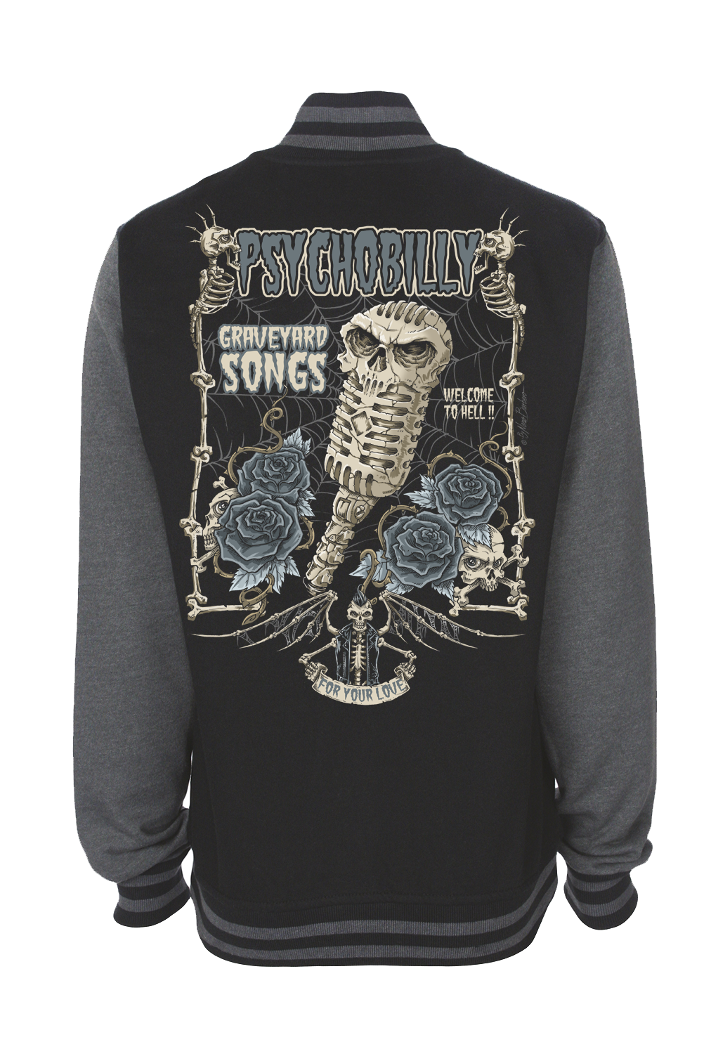 GRAVEYARD SONGS VARSITY JACKET UNISEX BY NANO BARBERO, Size: Small