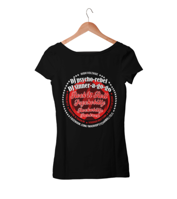 PSYCHO REBEL &amp; SINNER A GO-GO DJ &quot;High Voltage&quot; T-SHIRT WOMAN