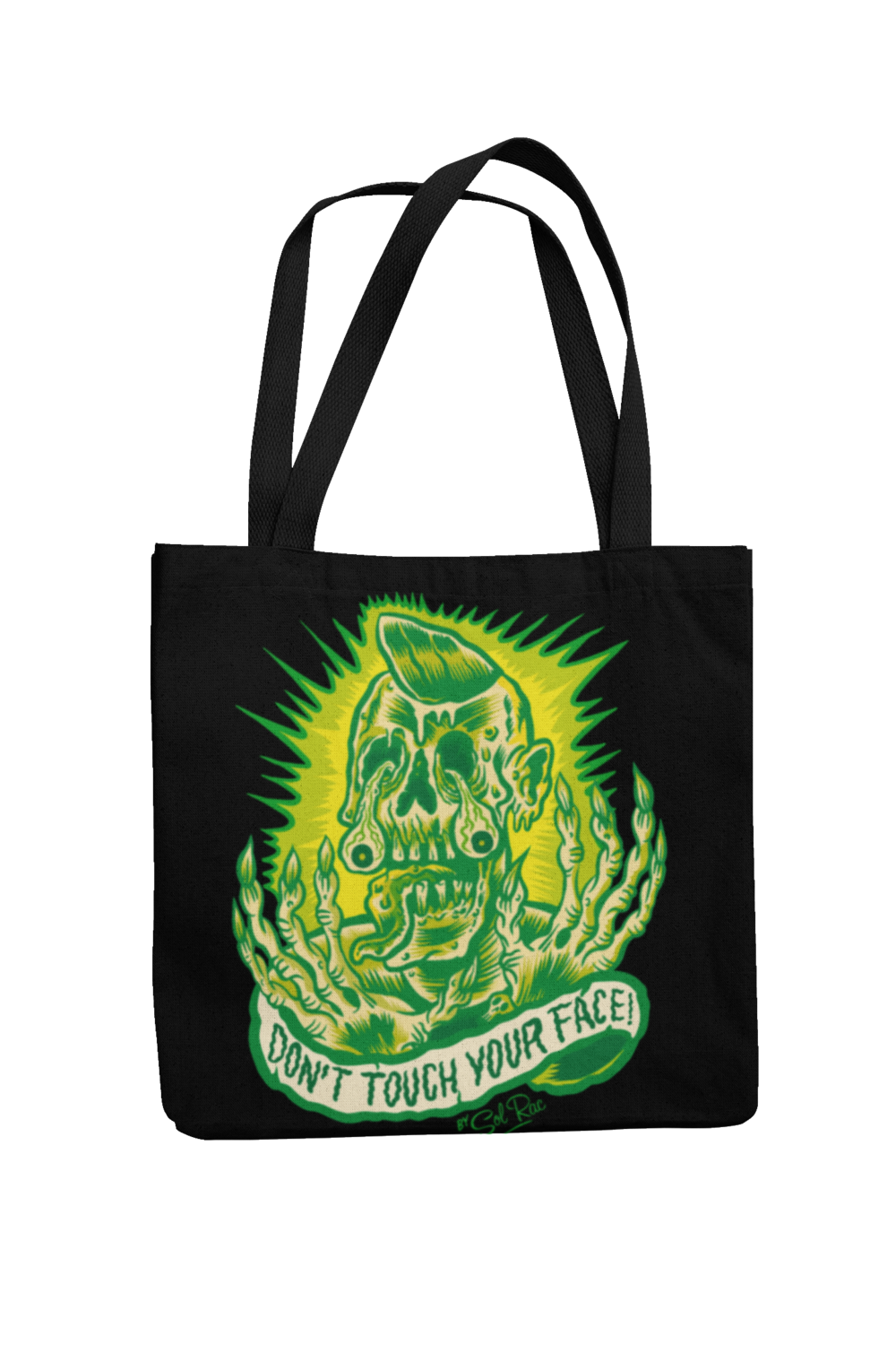 DON´T TOUCH YOUR FACE Cotton Bag  logo design SOL RAC, Colour: Black