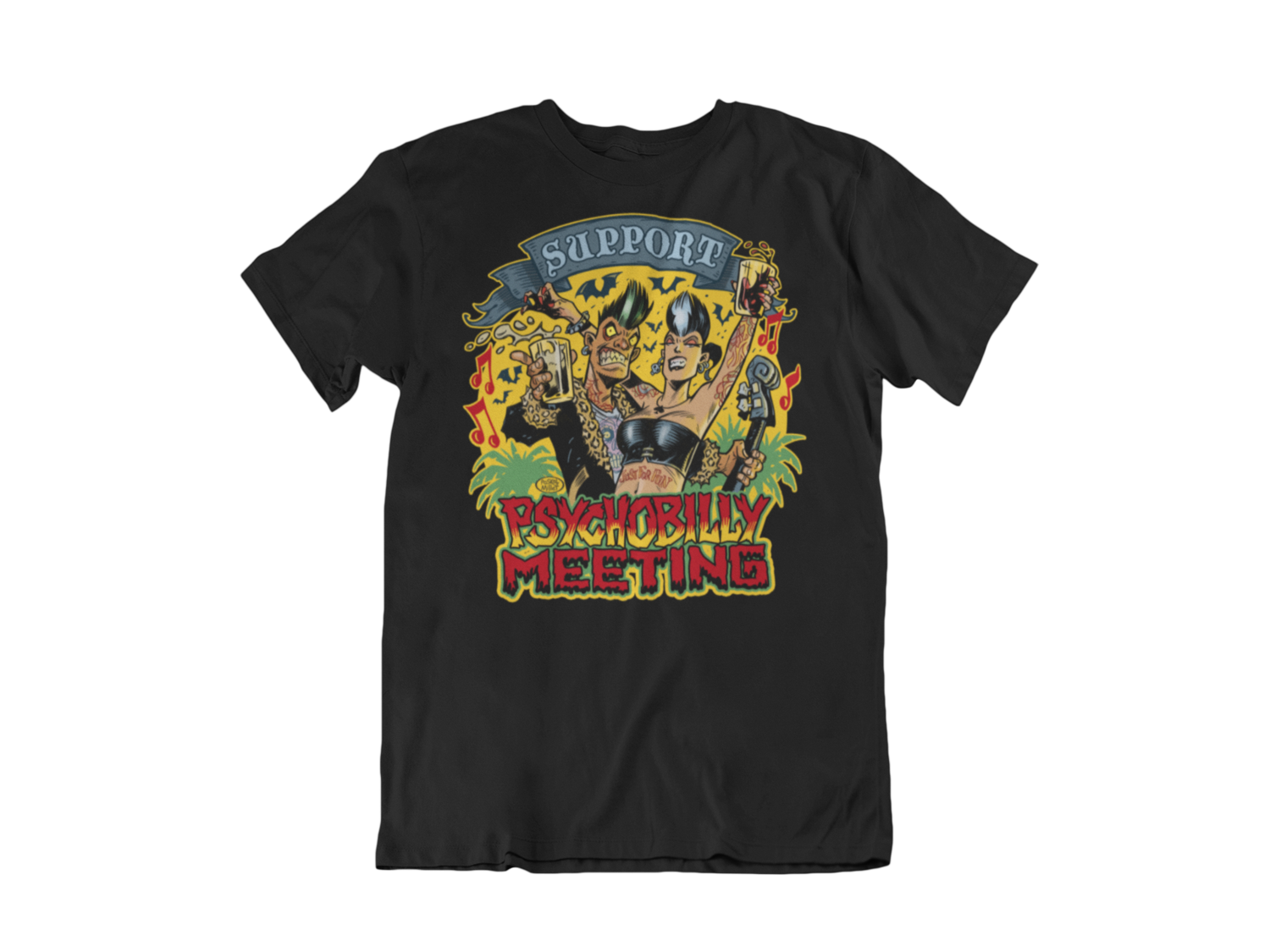 SUPPORT PSYCHOBILLY MEETING 2020 T-SHIRT MAN BY PASKAL, Size: Large, Colour: BLACK