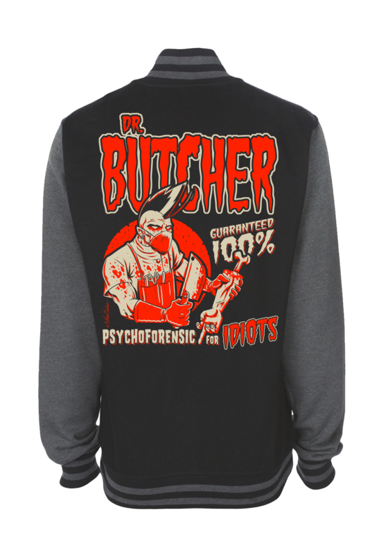 DR. BUTCHER VARSITY JACKET UNISEX BY NANO BARBERO