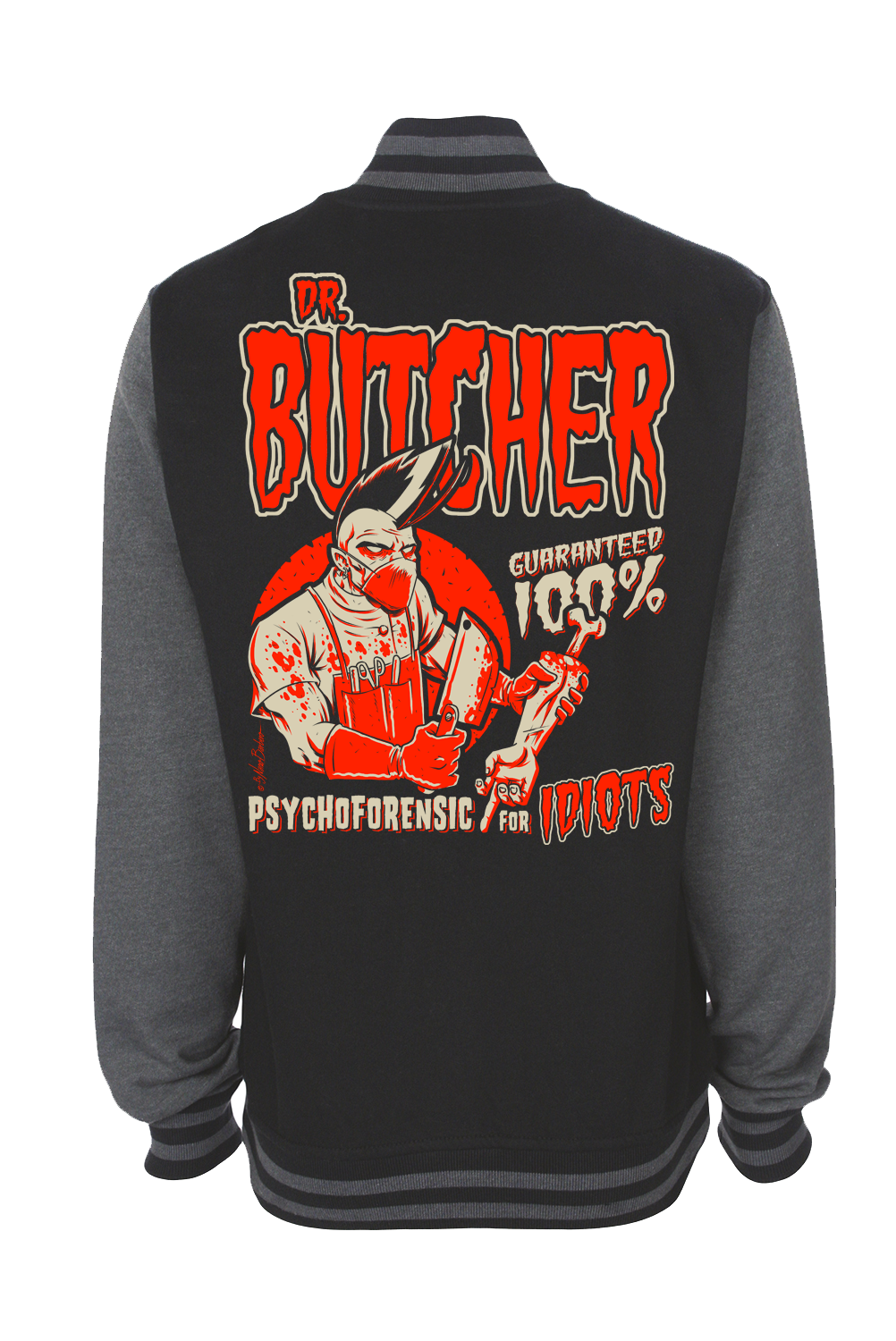 DR. BUTCHER VARSITY JACKET UNISEX BY NANO BARBERO, Size: Small