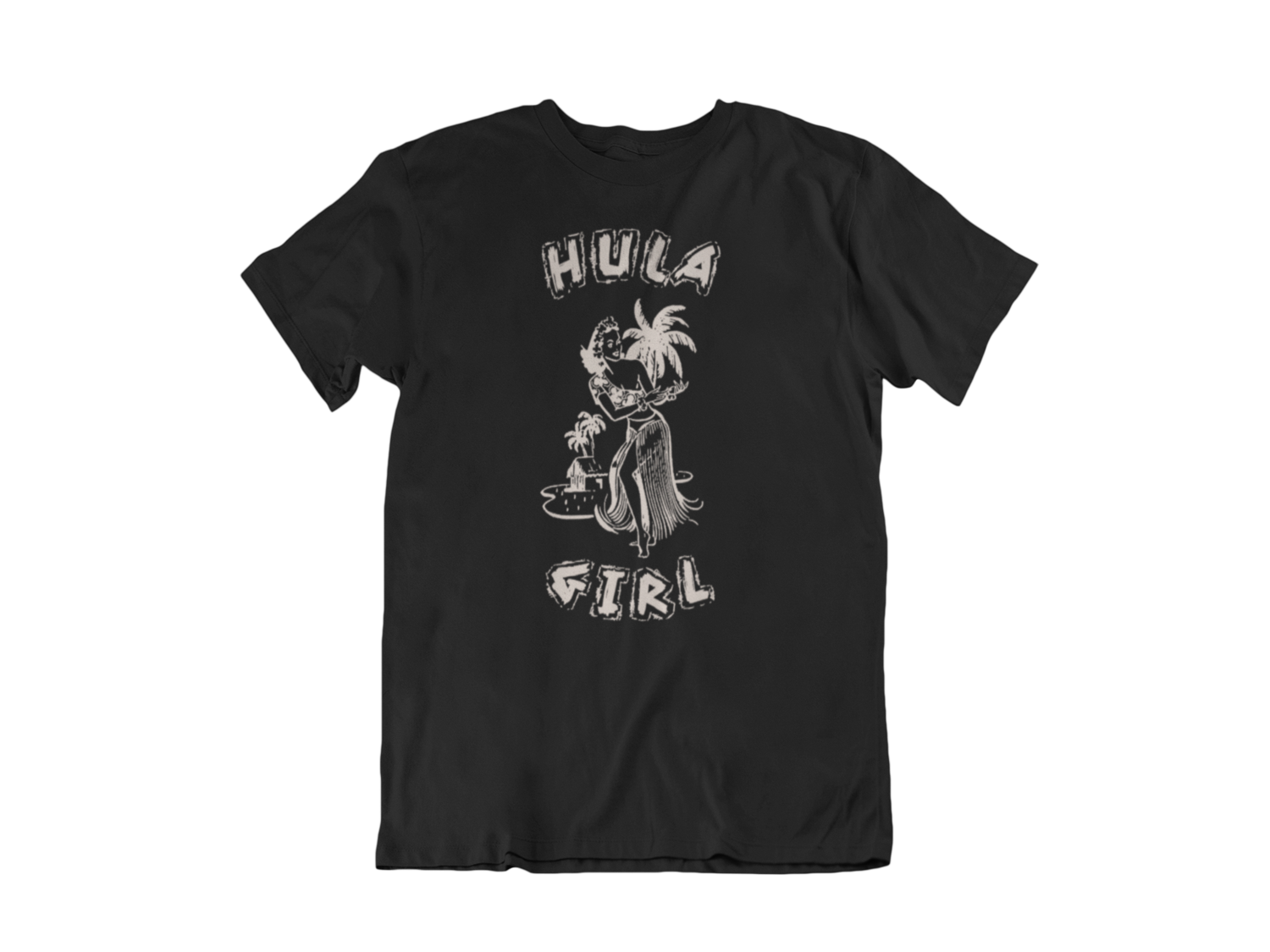 HULA GIRL T-SHIRT MAN, Colour: BLACK, Size: Large