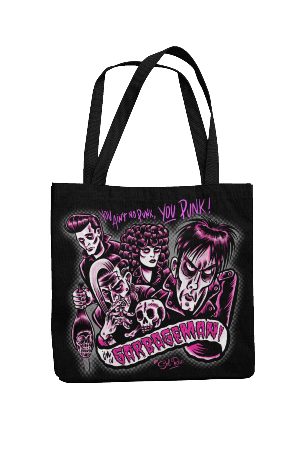 GARBAGE MAN Cotton Bag  logo design SOL RAC, Colour: Black