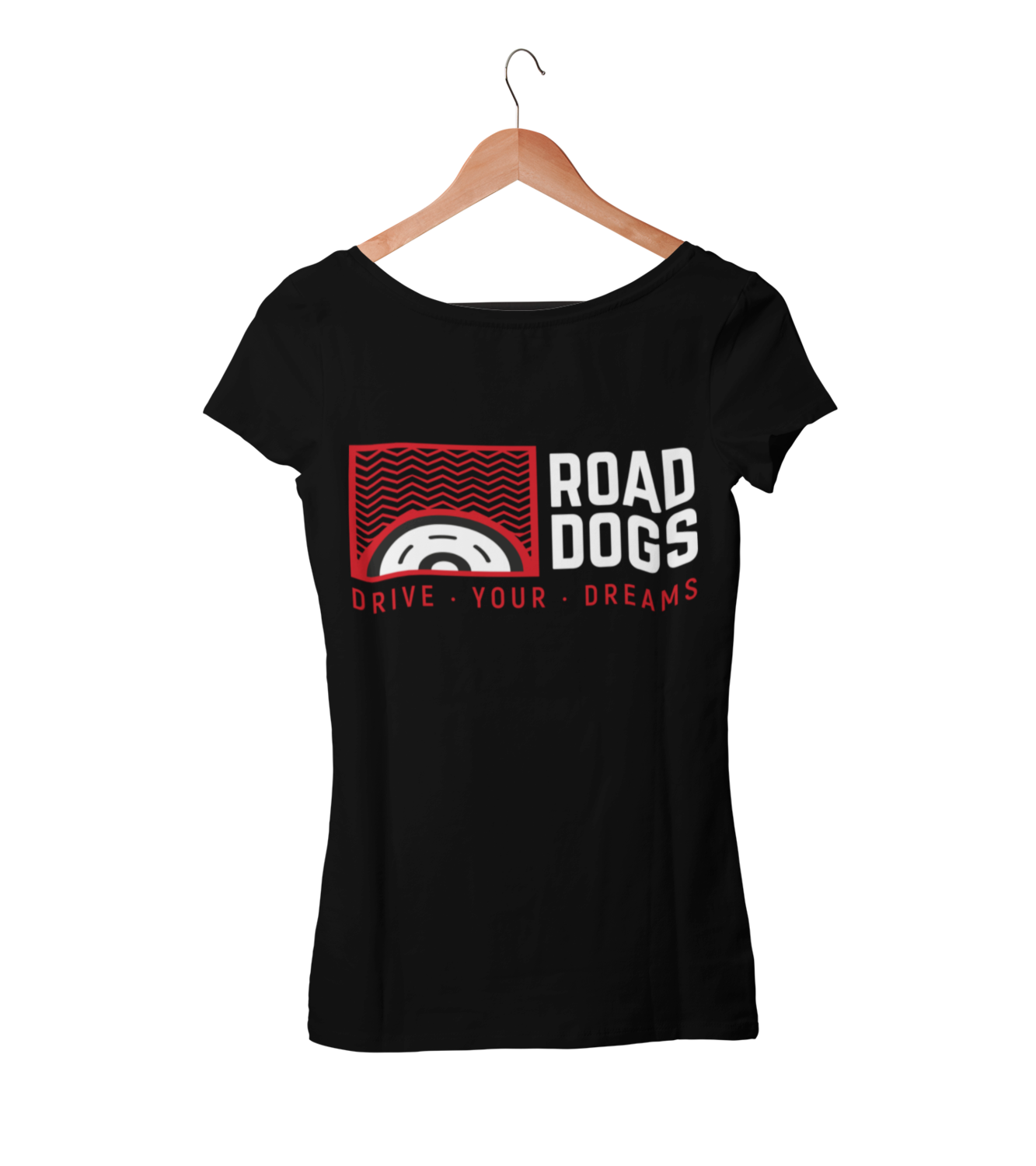 ROAD DOGS &quot;Drive your dreams&quot; tshirt for WOMEN, Colour: BLACK, Size: Large