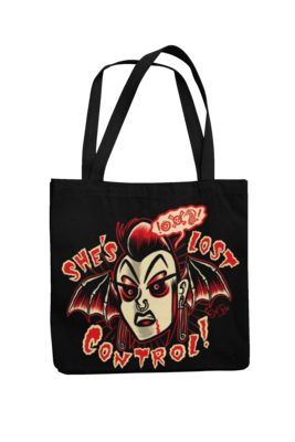 SHE´S LOST CONTROL Cotton Bag  logo design SOL RAC, Colour: Black