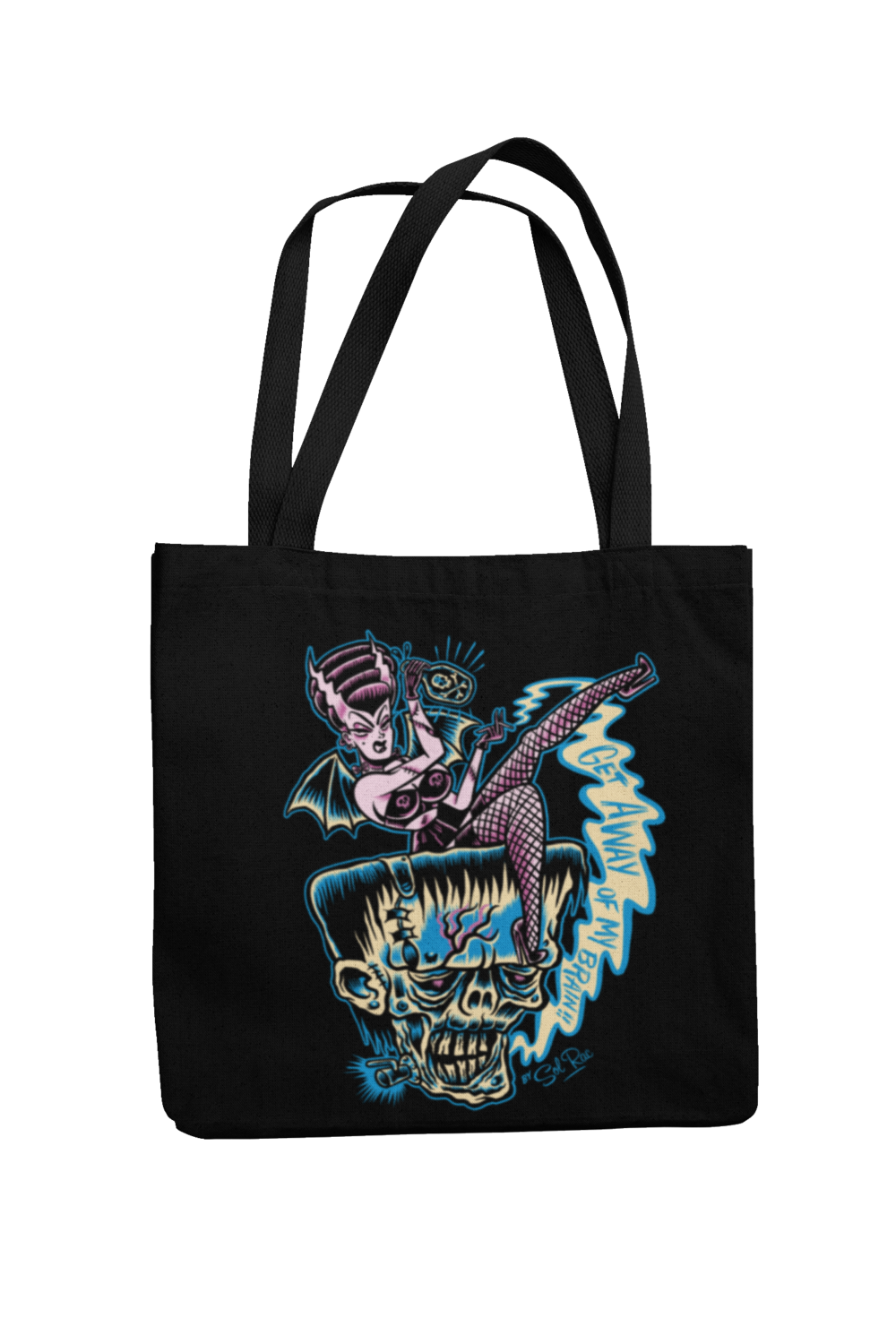 GET AWAY OF MY BRAIN Cotton Bag  logo design SOL RAC, Colour: Black