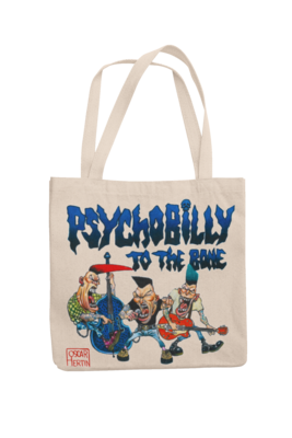 PSYCHOBILLY TO THE BONE Cotton Bag  logo design OSCAR HERTIN