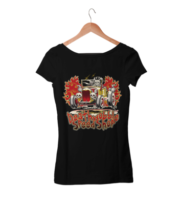 DEATH WOBBLE SPEEDSHOP T-SHIRT WOMAN by Ger &quot;Dutch Courage&quot; Peters artwork