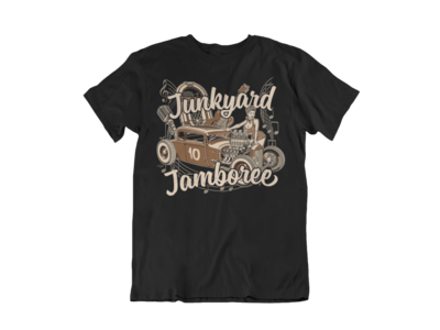 JUNKYARD JAMBOREE HOT ROD T-SHIRT MAN BY Ger &quot;Dutch Courage&quot; Peters artwork