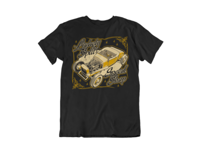 LICKETY SPLIT SPEEDSHOP T-SHIRT MAN BY Ger &quot;Dutch Courage&quot; Peters artwork