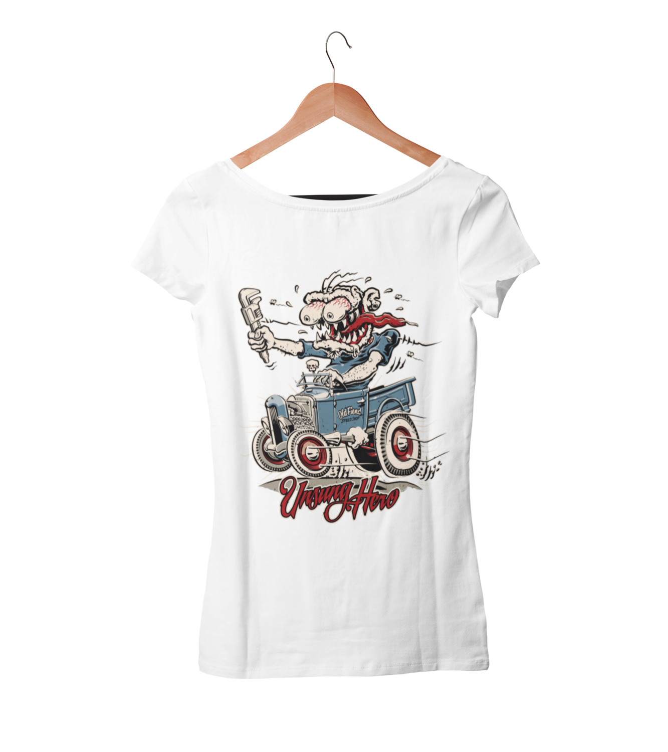 OLD FIEND MONKEY WRENCH T-SHIRT WOMAN by Ger "Dutch Courage" Peters artwork