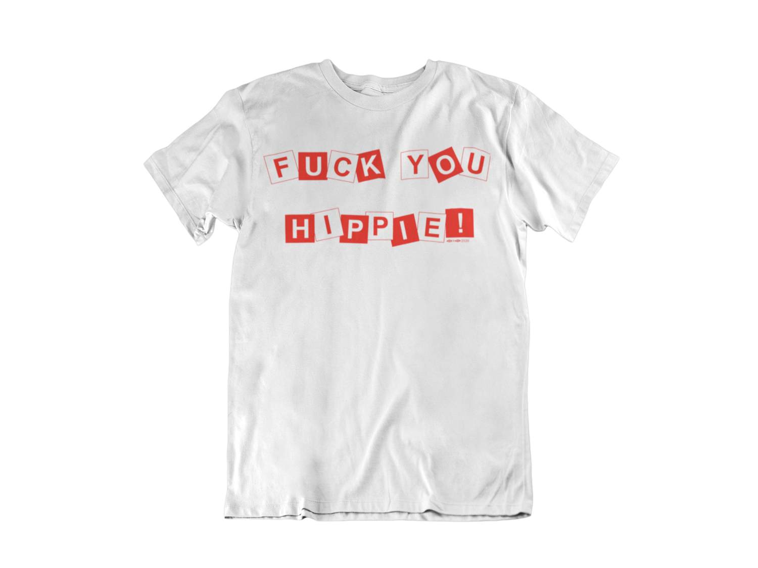 FUCK YOU HIPPIE T-SHIRT MAN, Colour: WHITE, Size: Large