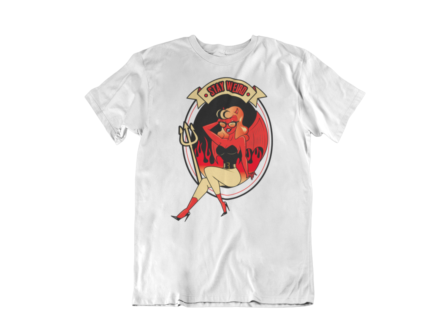 BETTIE BANG STORE &quot;Stay Weird Demon Girl&quot; tshirt for MEN, Colour: WHITE, Size: Large