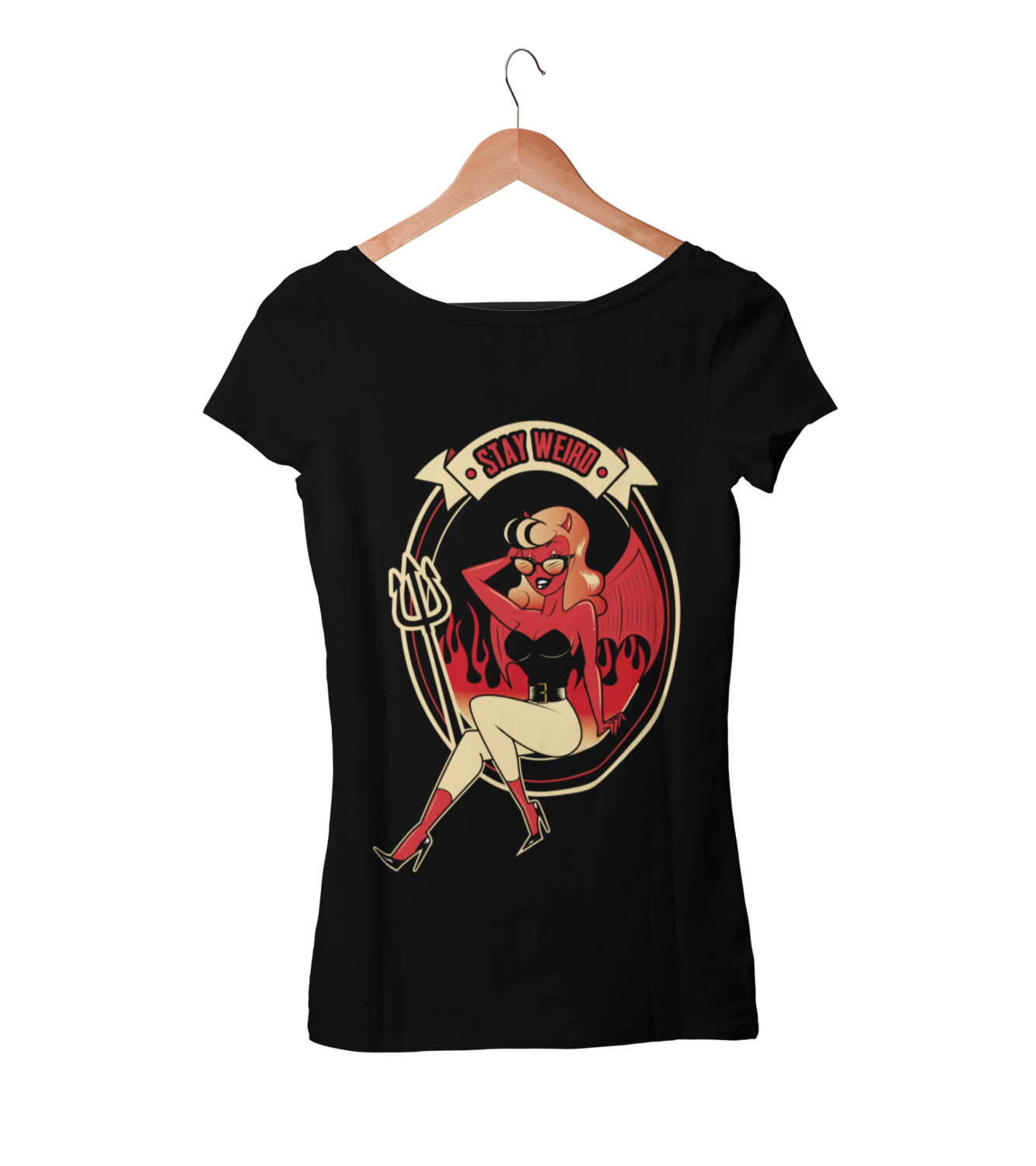 BETTIE BANG STORE &quot;Stay Weird demon girl&quot; tshirt for WOMEN, Colour: BLACK, Size: Large