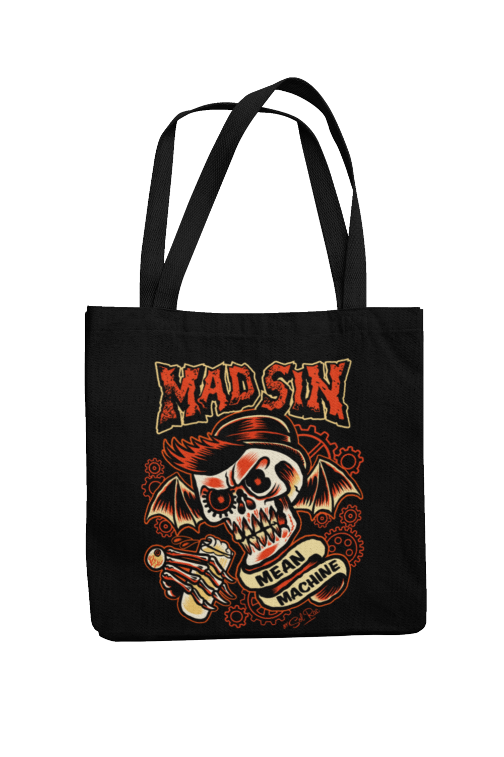 MAD SIN Cotton Bag  Mean machine, Colour: Black