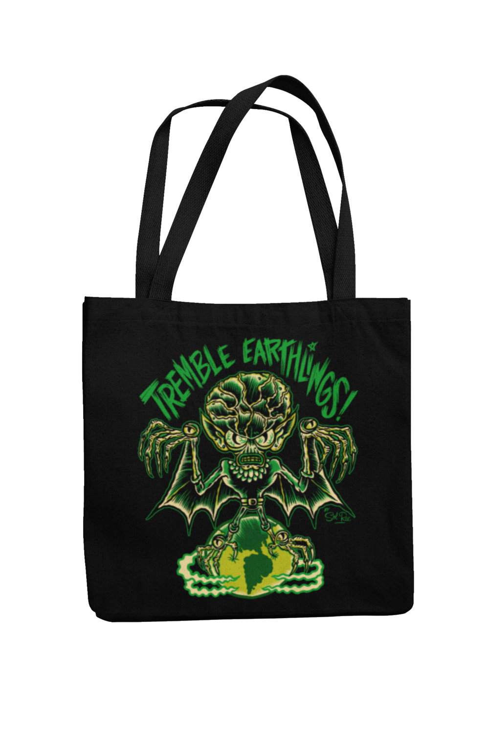 TREMBLE EARTHLINGS Cotton Bag  logo design SOL RAC, Colour: Black