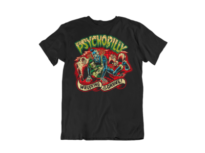 PSYCHOBILLY WRECKING ON YOUR GRAVE T-SHIRT MAN BY SOL RAC