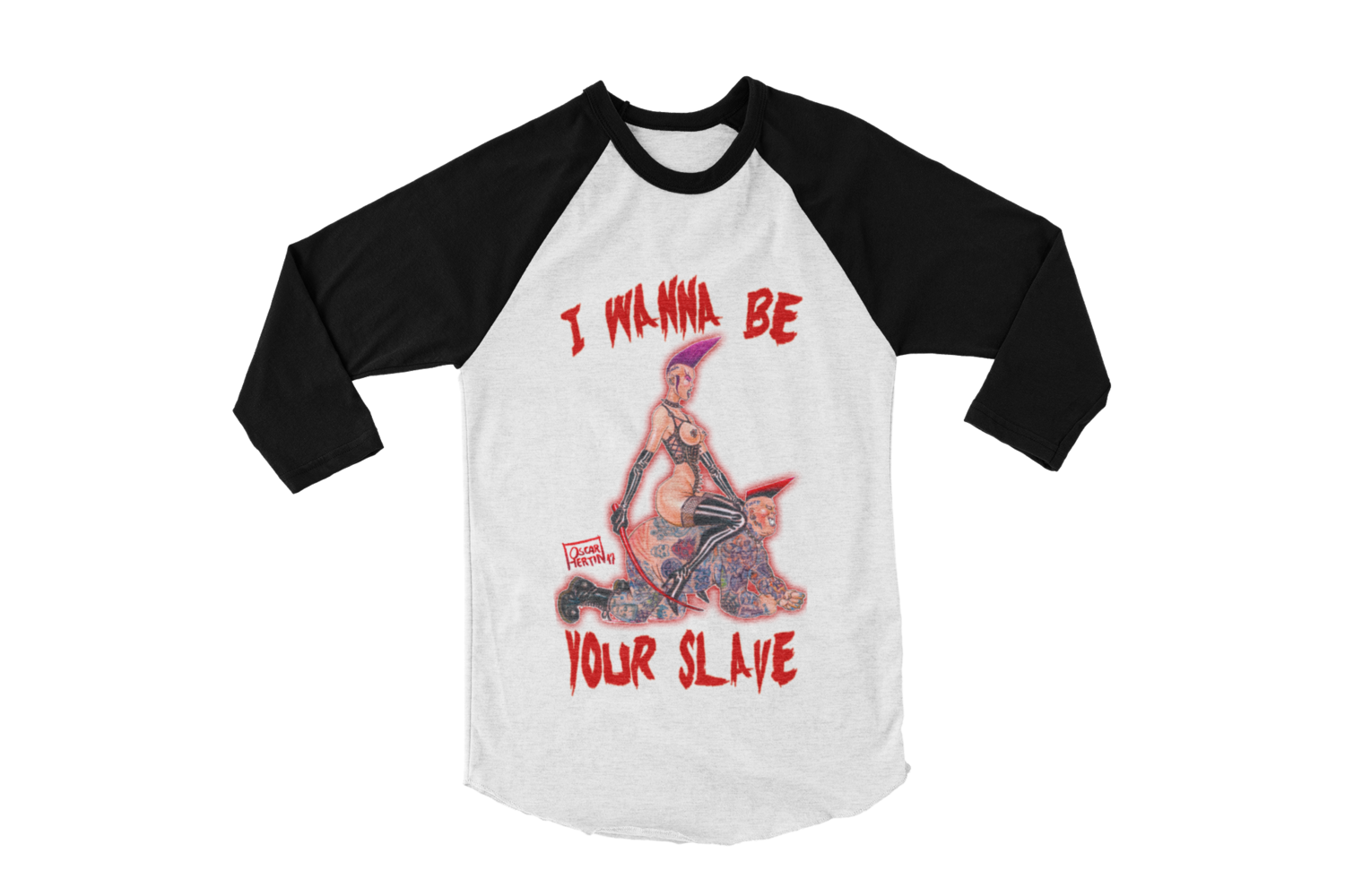 I WANNA BE YOUR SLAVE BASEBALL LONG SLEEVE By OSCAR HERTIN, Size: Small