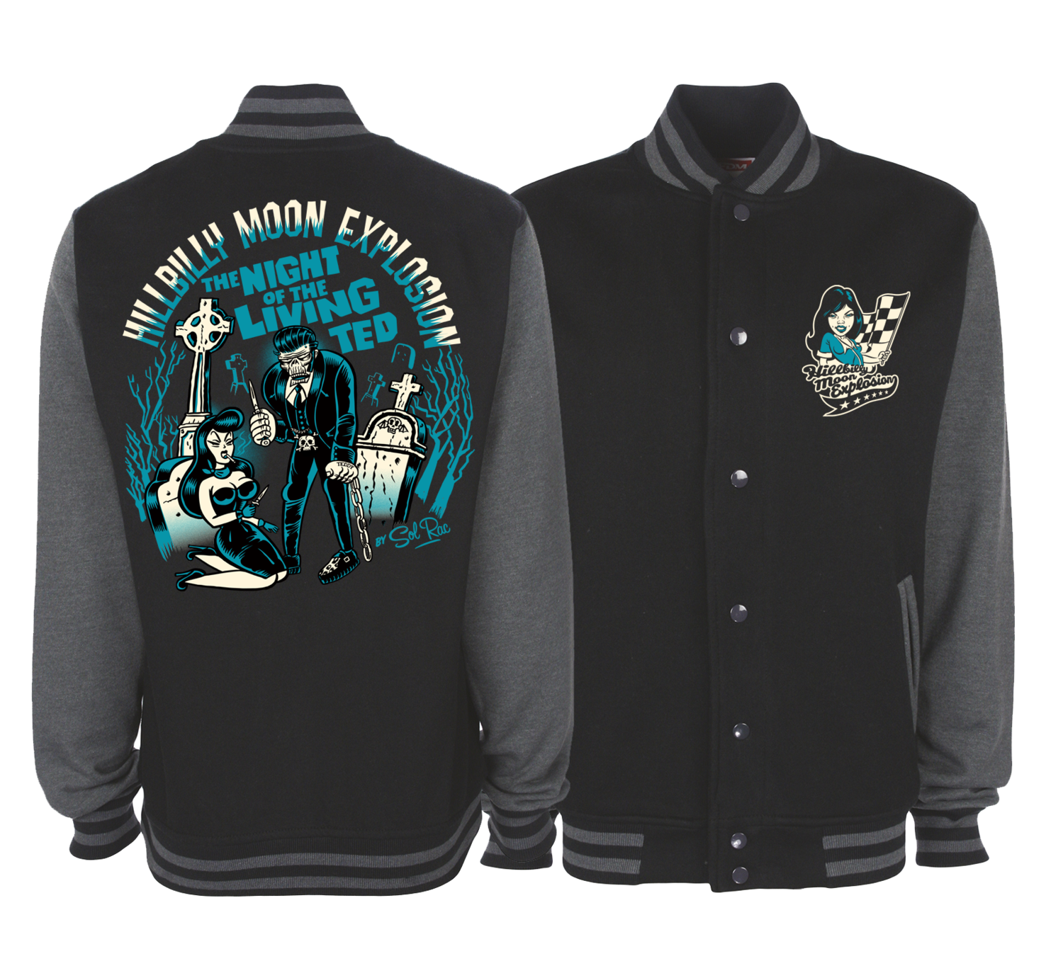 HILLBILLY MOON EXPLOSION &quot;Night of the living ted&quot; VARSITY JACKET UNISEX