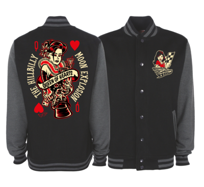 HILLBILLY MOON EXPLOSION &quot;Queen of Hearts&quot; VARSITY JACKET UNISEX
