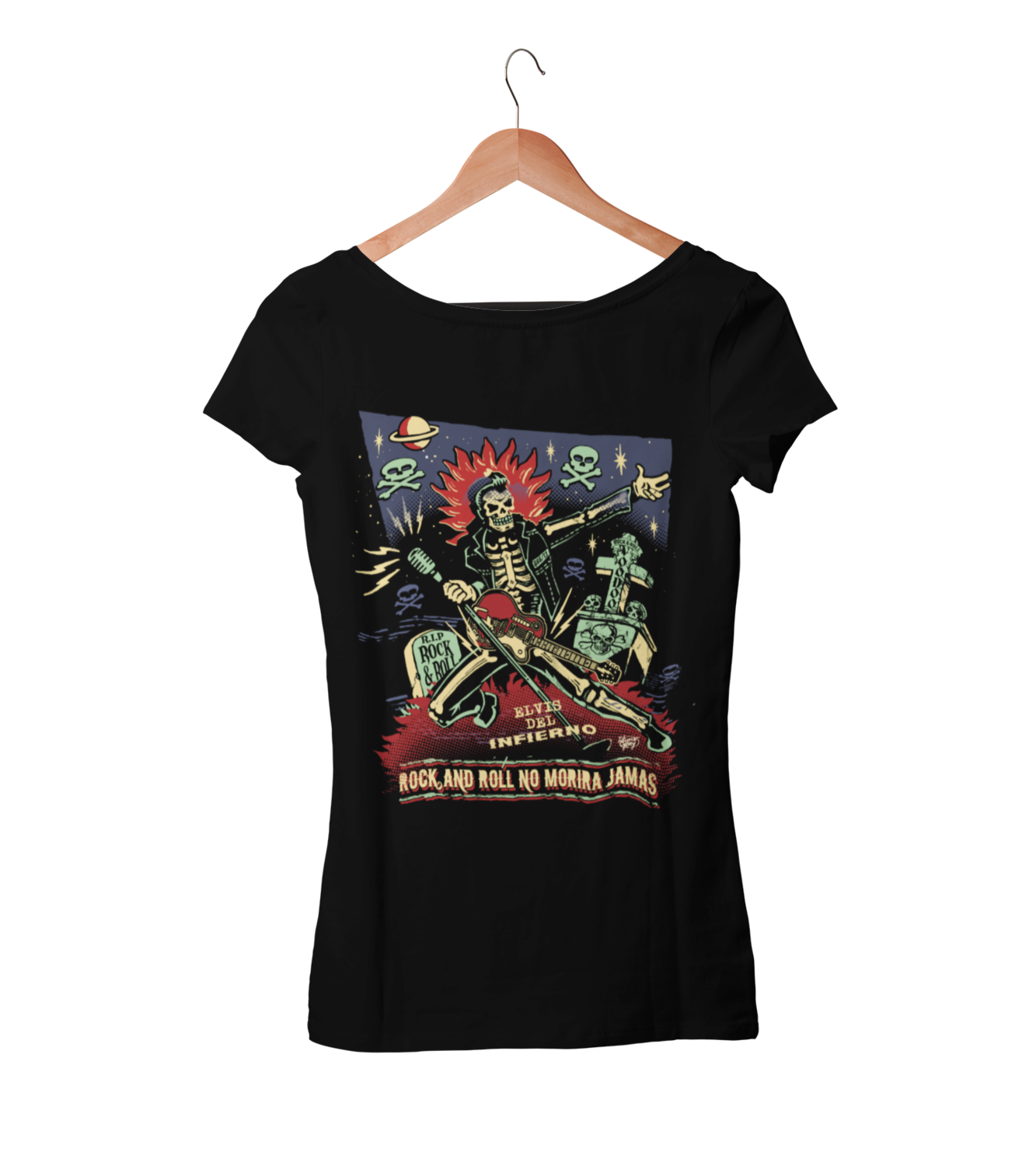 ROCK AND ROLL NO MORIRA JAMAS T-SHIRT WOMAN by VINCE RAY