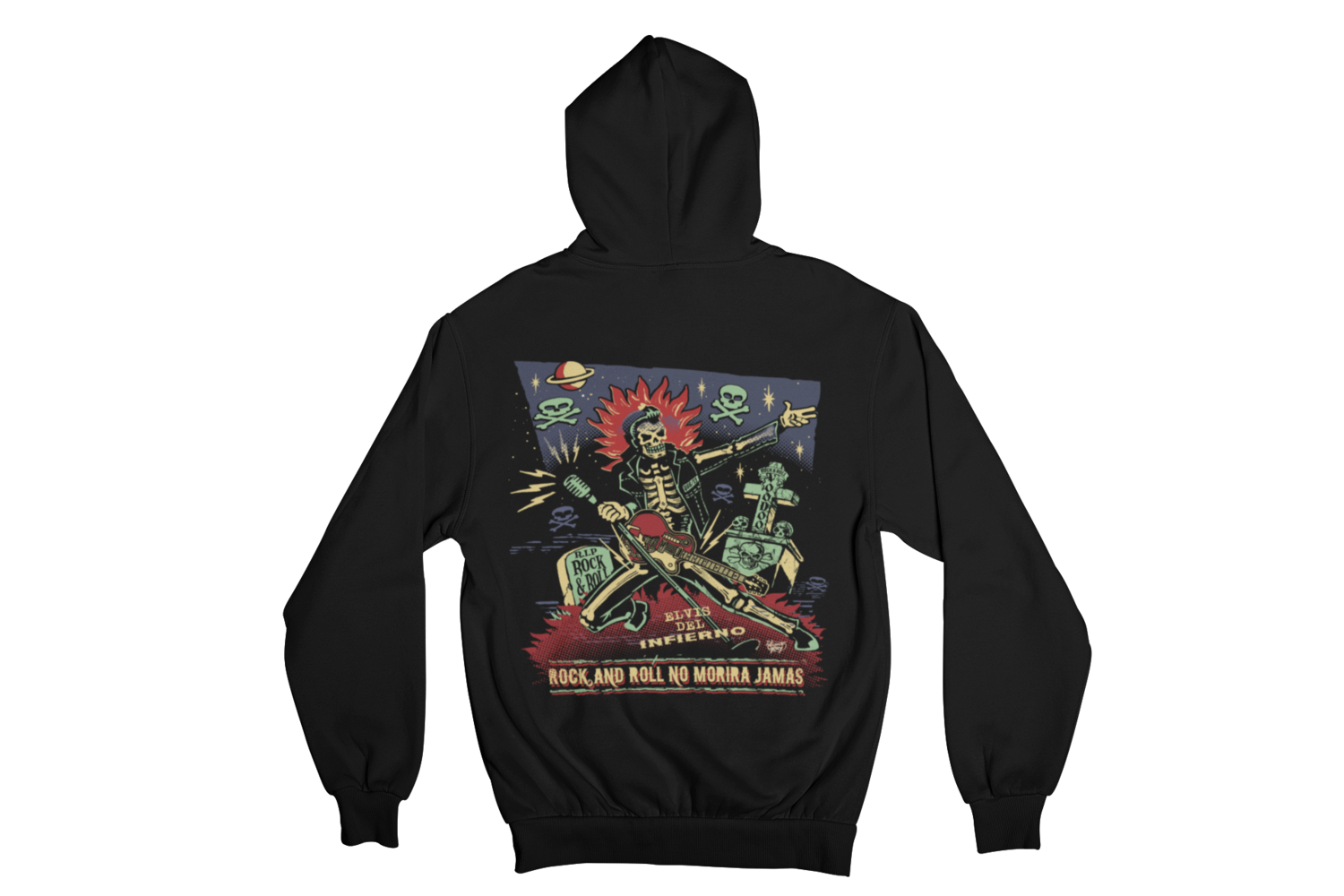 ROCK AND ROLL NO MORIRA JAMAS HOODIE ZIP for WOMEN by VINCE RAY