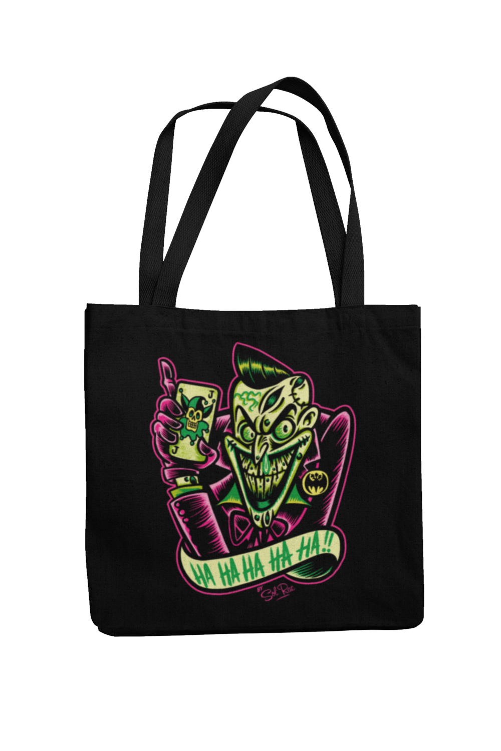 PSYCHO - JOKER Cotton Bag  logo design SOL RAC, Colour: Black